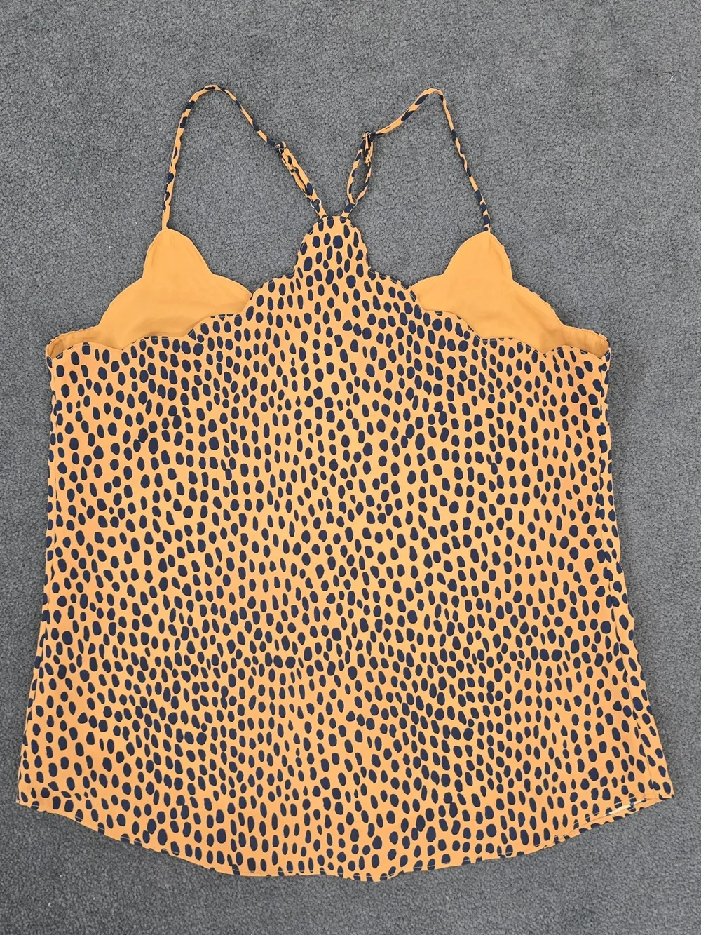J.Crew Size 4 Orange Navy Spotted Print Racerback Cami Tank Top NWT